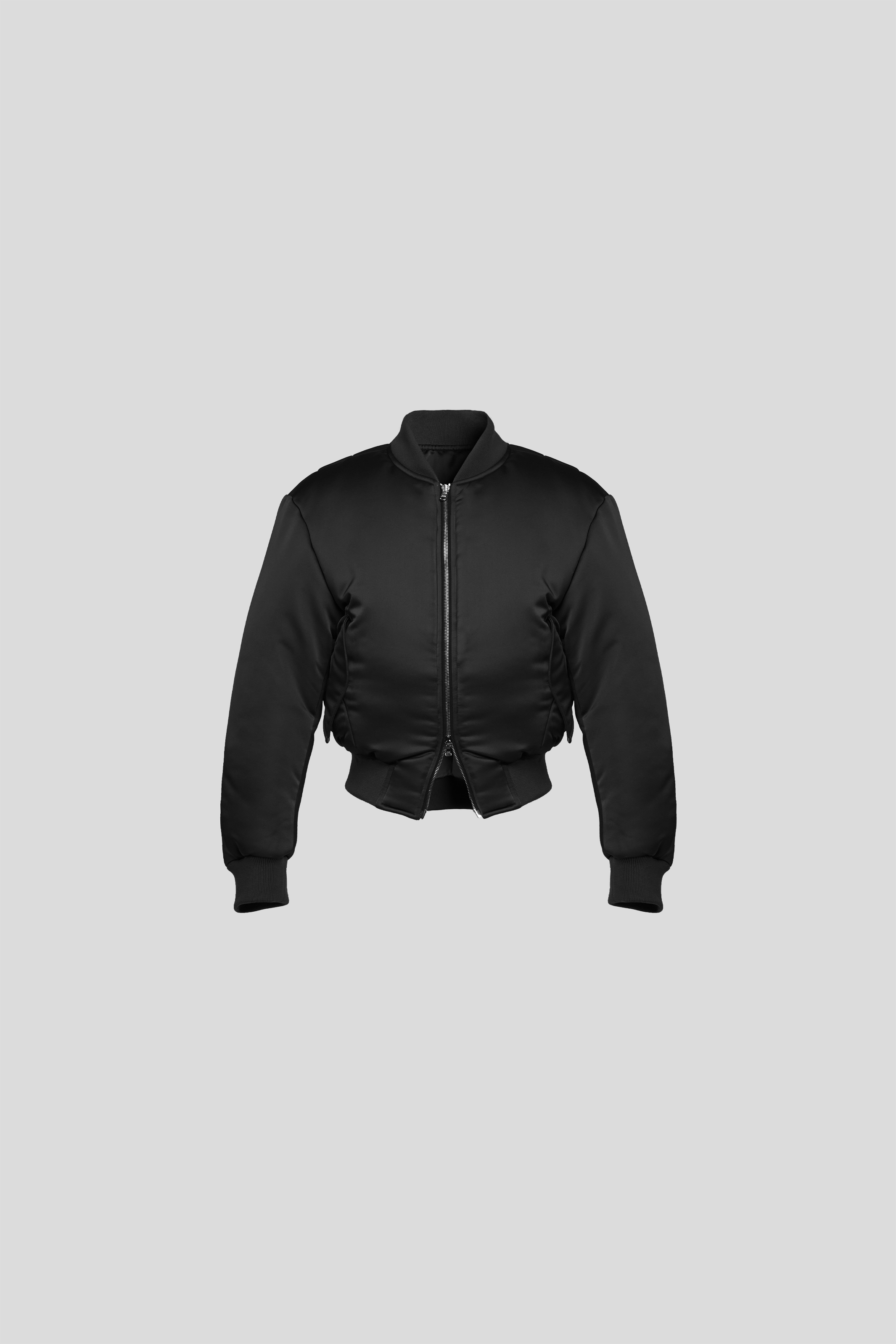 VUJADE MAX SATIN PILLOW BOMBER JACKET M MAX SATIN PILLOW BOMBER JACKET IN BLACK – VUJA DÉ