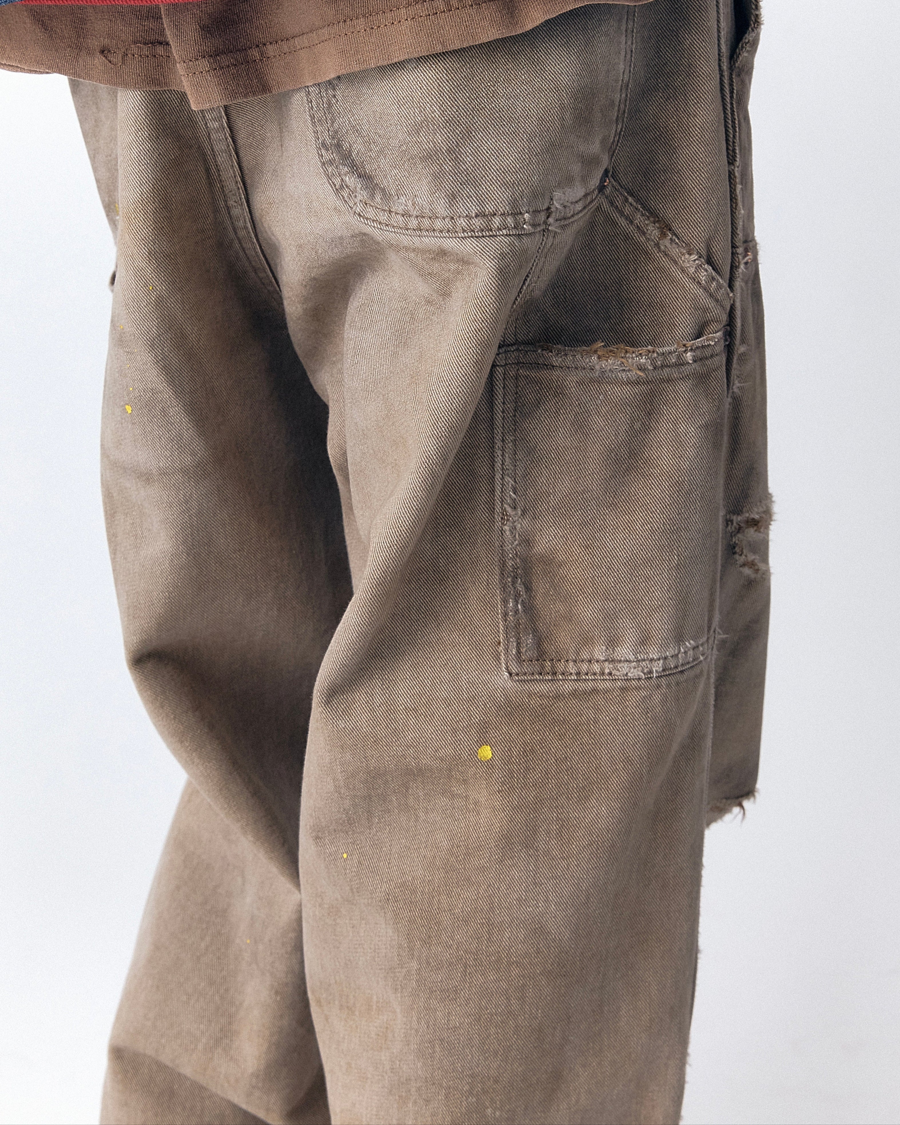 GUNTHER DESTROYED DOUBLE-KNEE PANTS IN BRUSHED COTTON – VUJA DÉ