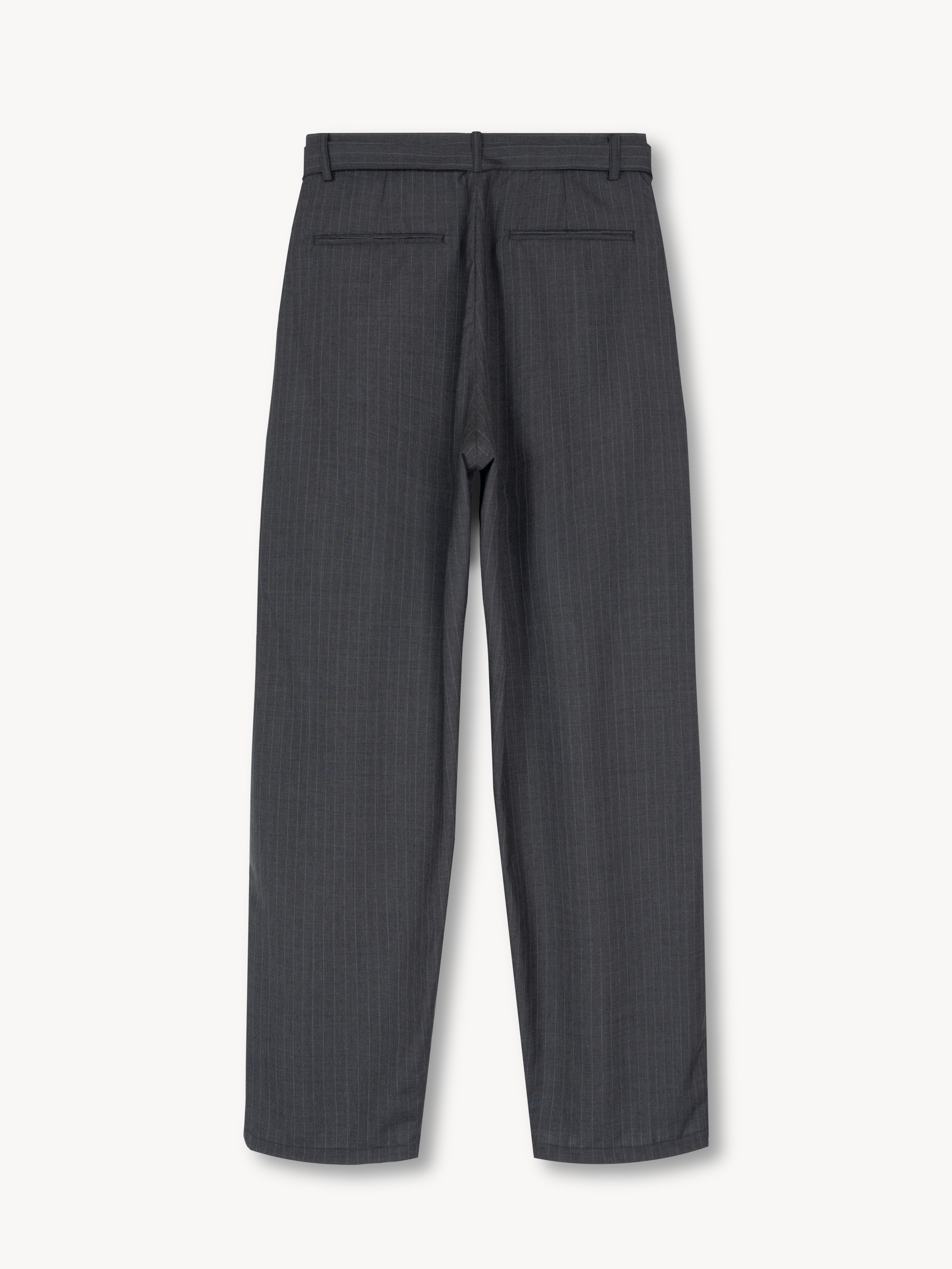 Ren Pinstripe Belted Tuck Trousers in Wool – VUJA DÉ